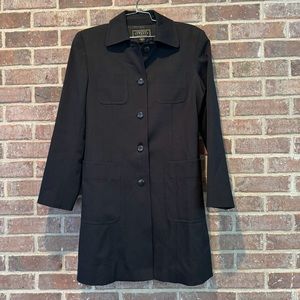Vintage Express Long Black Trench Coat Size 5/6
